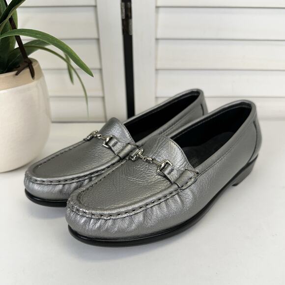 SAS Tripad‎ Comfort Metro Slip On Loafer Pewter Horsebit Moc Toe Shoe Size 8 M - Picture 1 of 8